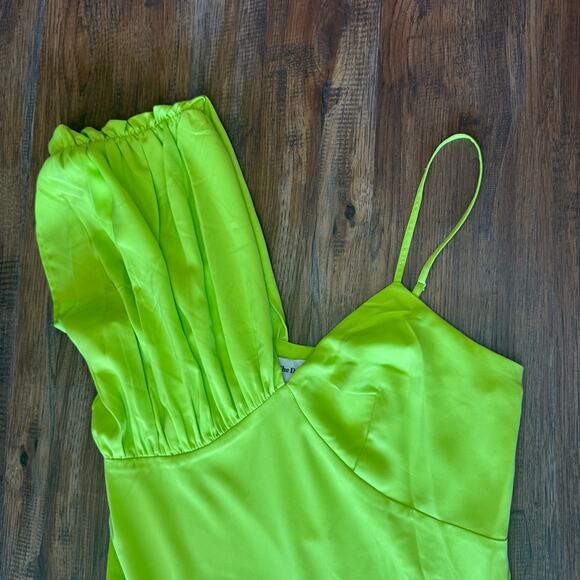 The Drop silky lime green Asymmetric Hem Dress XS slip dress semi formal dance - Picture 13 of 16